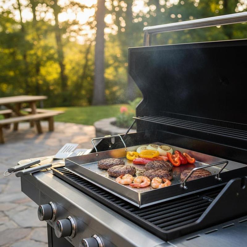 Camping Cooking Set Stainless Steel - Universal Flat Top Griddle 18x16 Inch