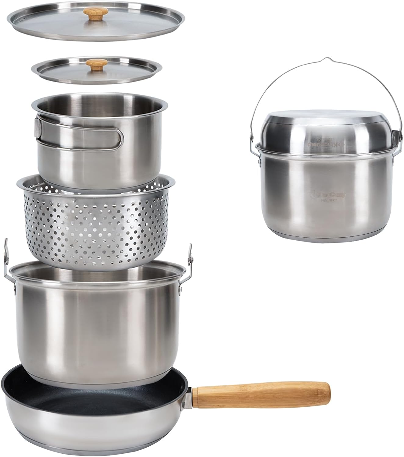 Camping Cooking Set Stainless Steel - 304 Stainless Steel Camping Cookware Set