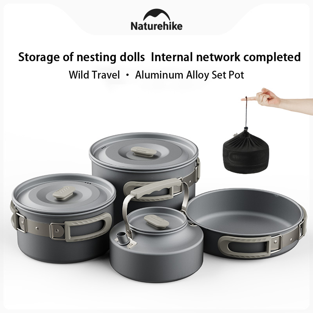 Camping Cooking Set Stainless Steel - Naturehike Outdoor Pot Set,Camping Cooking Equipment,Portable