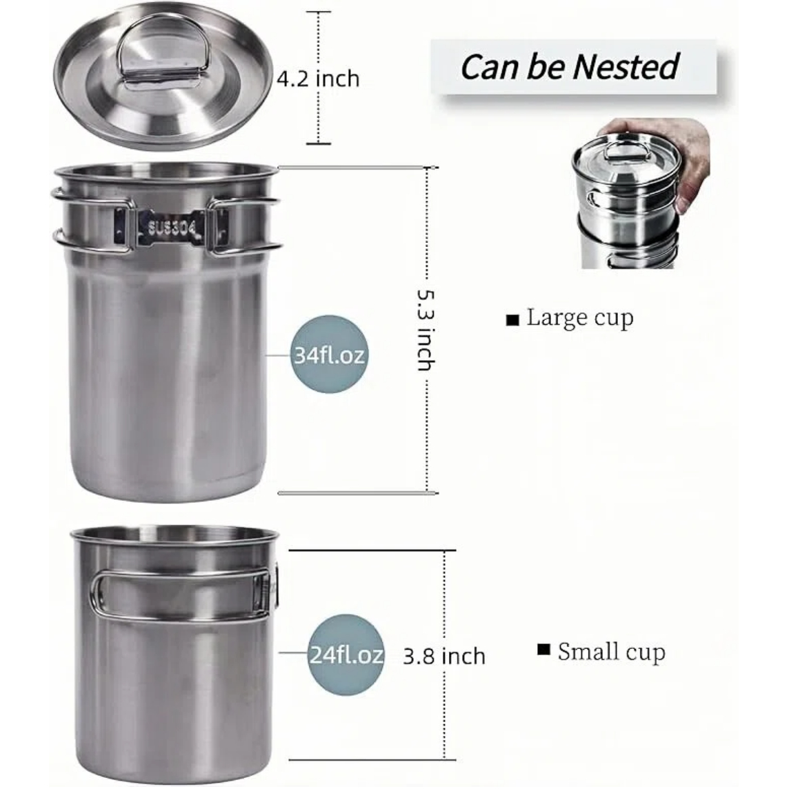 Foldable Camping Cups Mugs Cam - Camping Cooking Set Stainless Steel recension och pris