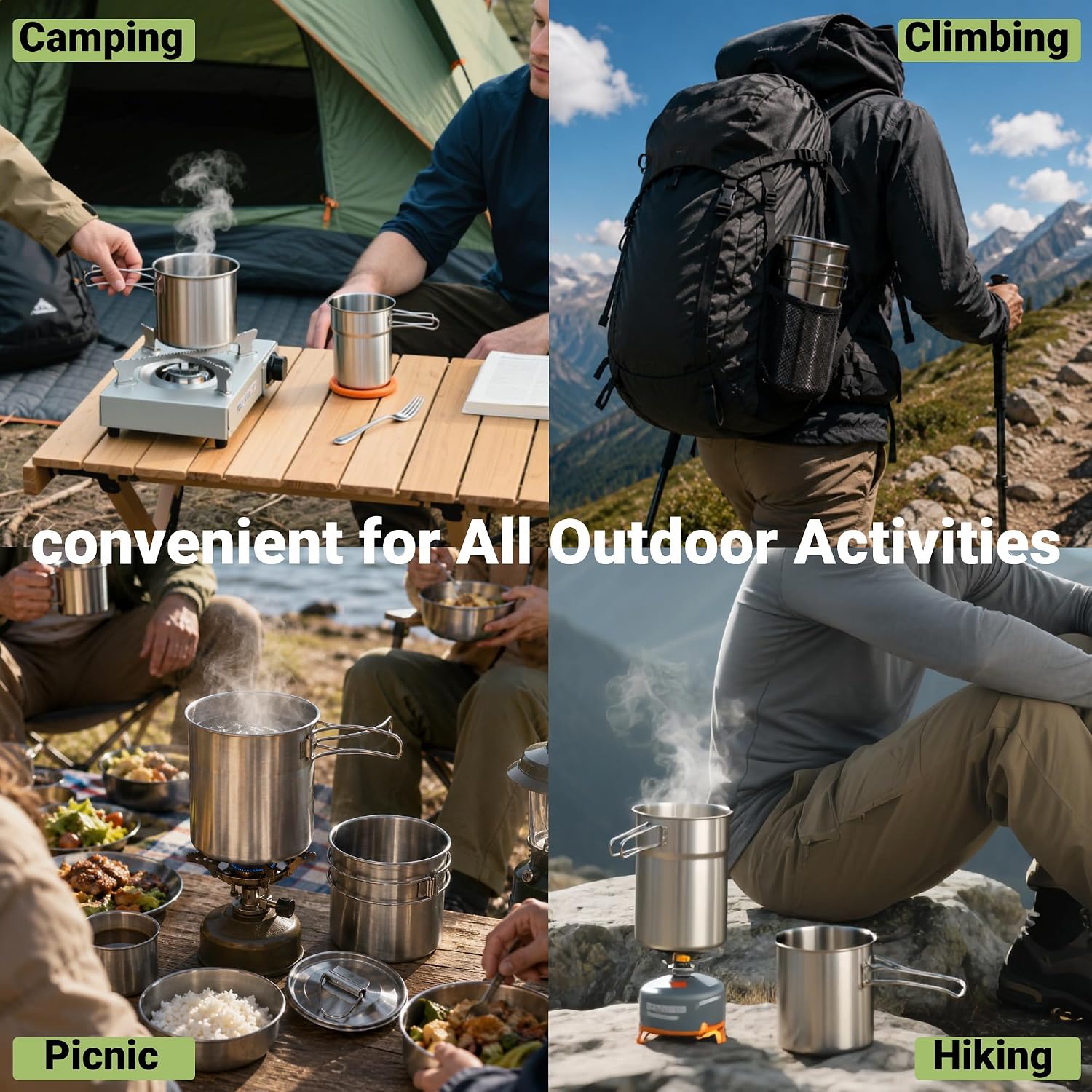 Foldable Camping Cups Mugs Cam - Camping Cooking Set Stainless Steel recension och pris