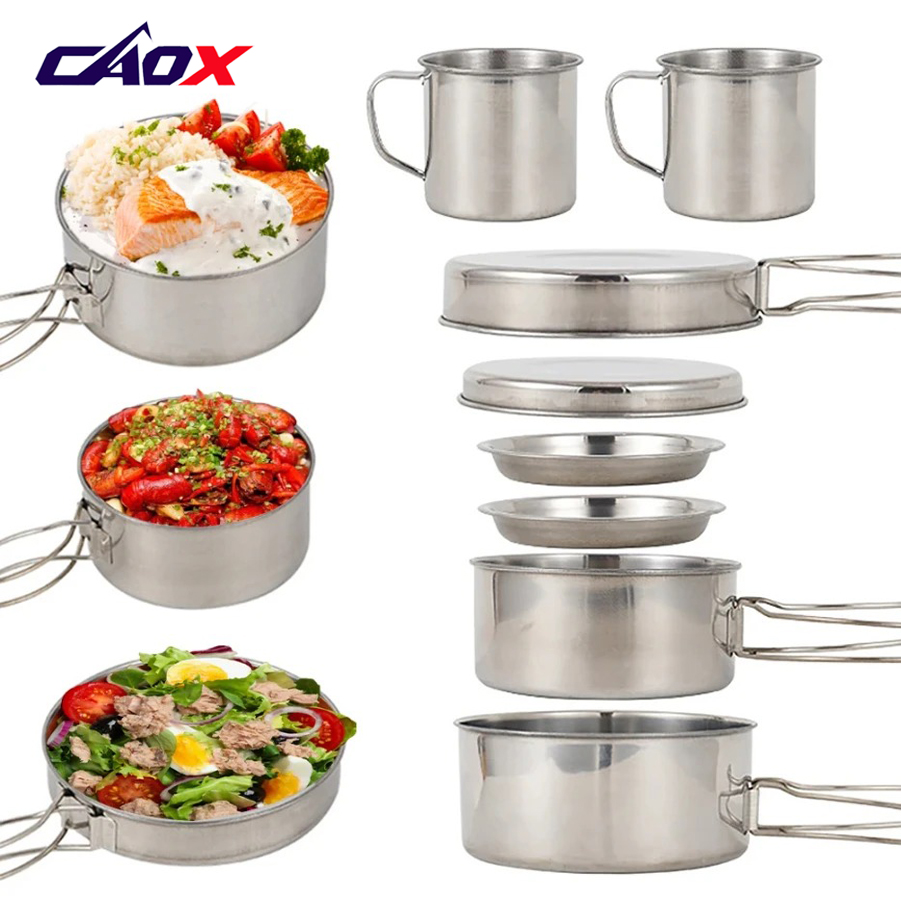 CAOX 8pcs/Set Camping Cookware - Camping Cooking Hot Plate recension och pris