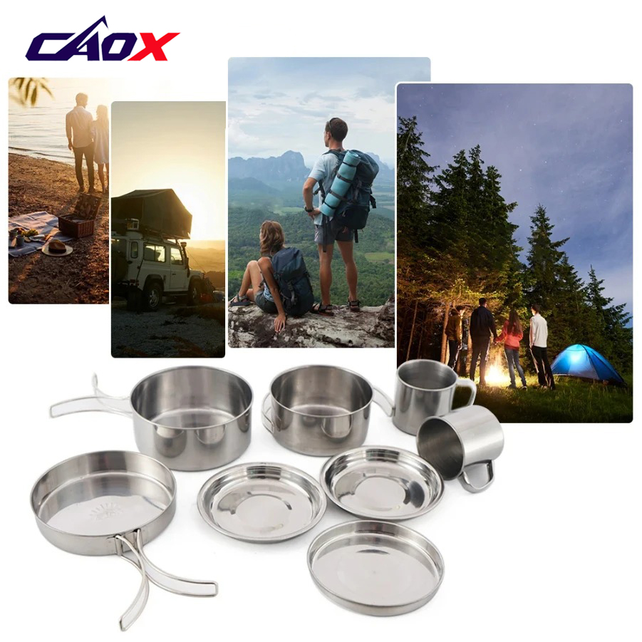 CAOX 8pcs/Set Camping Cookware - Camping Cooking Hot Plate recension och pris