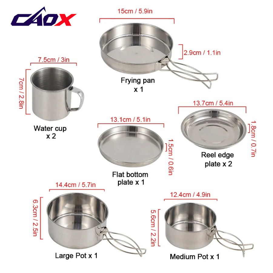 CAOX 8pcs/Set Camping Cookware - Camping Cooking Hot Plate recension och pris