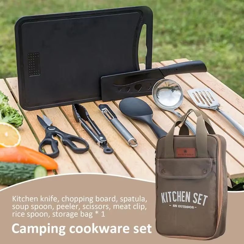 8pcs Camping Kitchen Cookware  - Camping Cooking Utensils Storage recension och pris