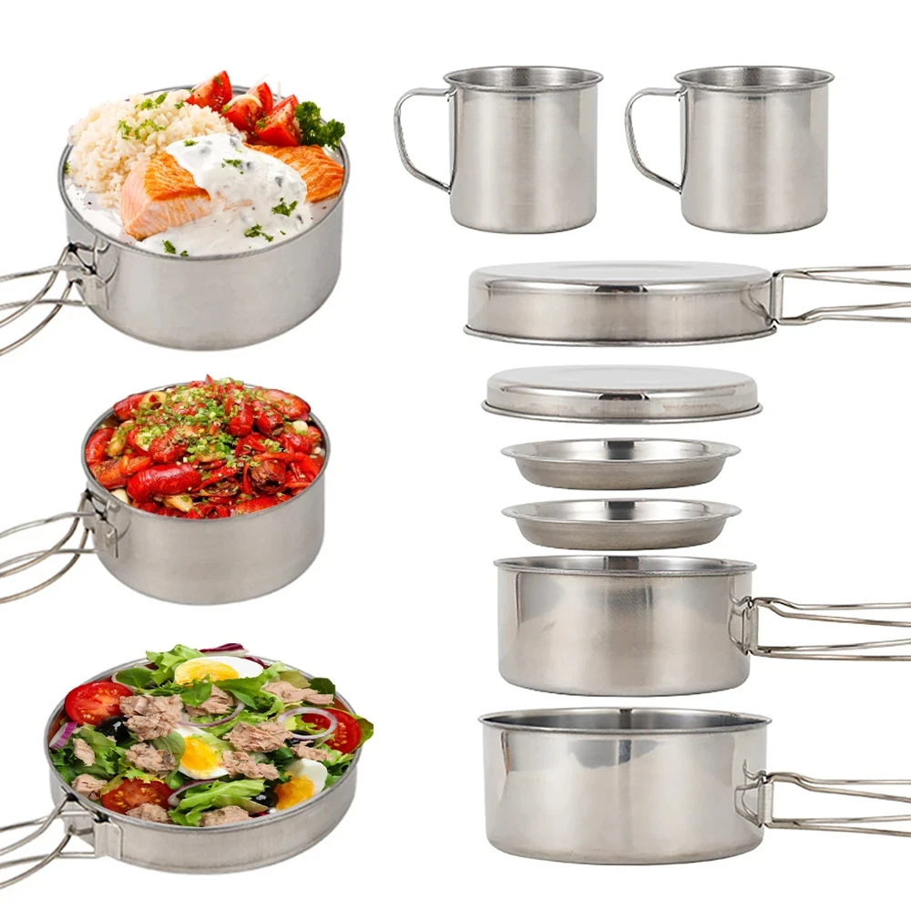 8pcs/Set Camping Cookware Mess - Camping Cooking Hot Plate recension och pris