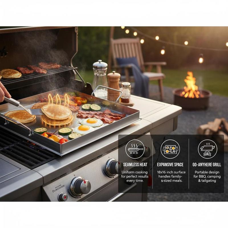 Universal Flat Top Griddle 18x - Camping Cooking Set Stainless Steel recension och pris