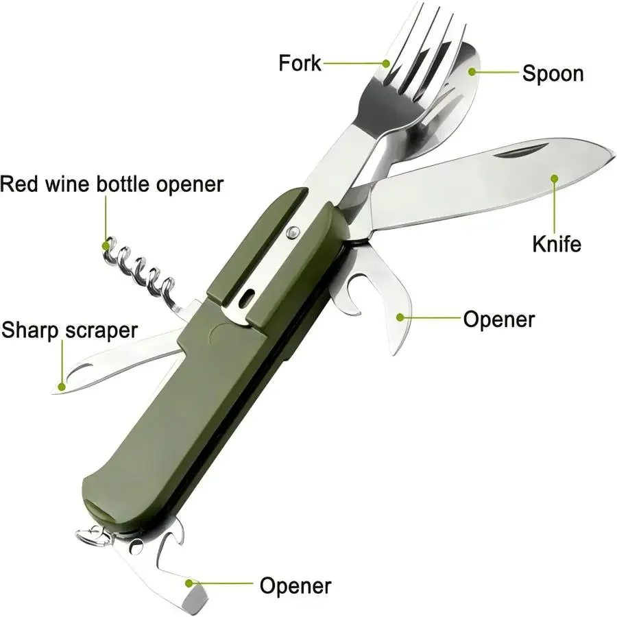Camping Gear 5-in-1 Stainless  - Camping Cooking Set Stainless Steel recension och pris