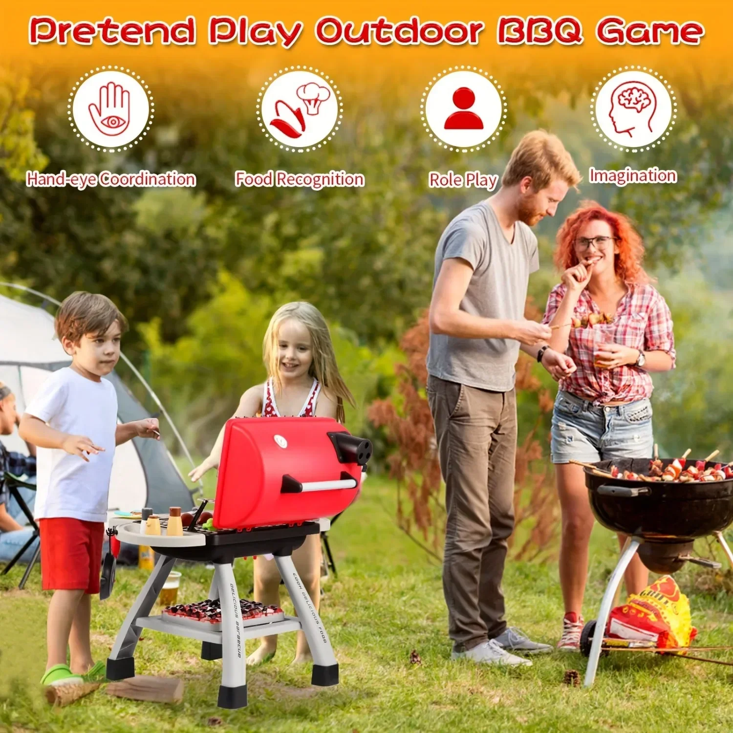 Barbecue Grill Toy Set Kids BB - Camping Cooking Gifts recension och pris