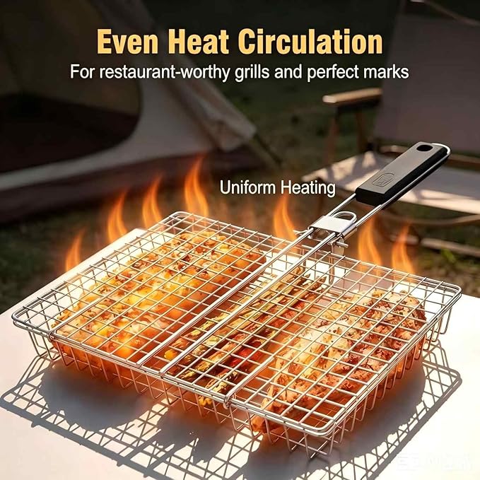 Grill Basket Large Portable Fo - Camping Cooking Gifts recension och pris