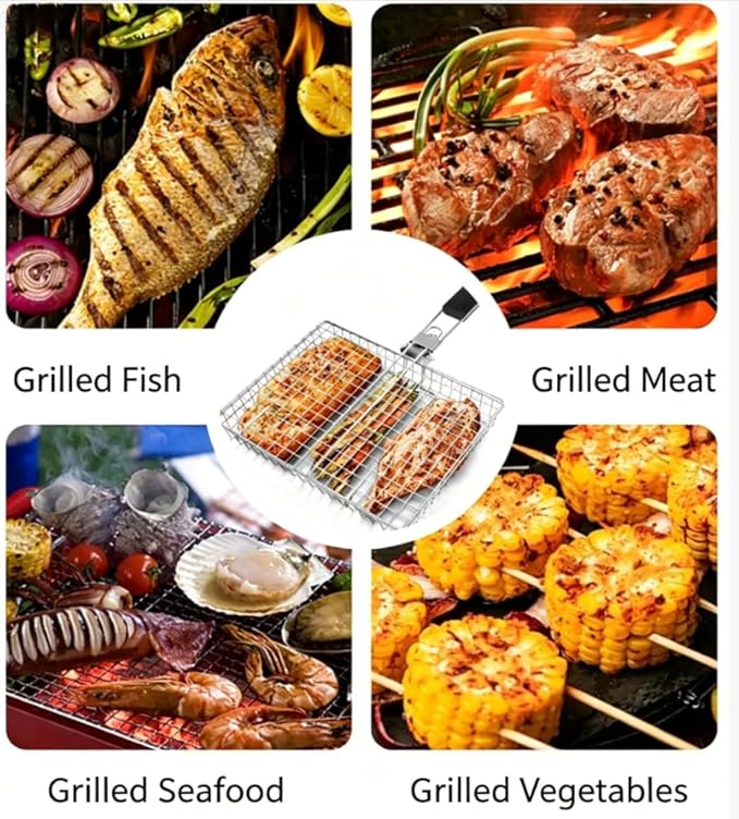 Grill Basket Large Portable Fo - Camping Cooking Gifts recension och pris