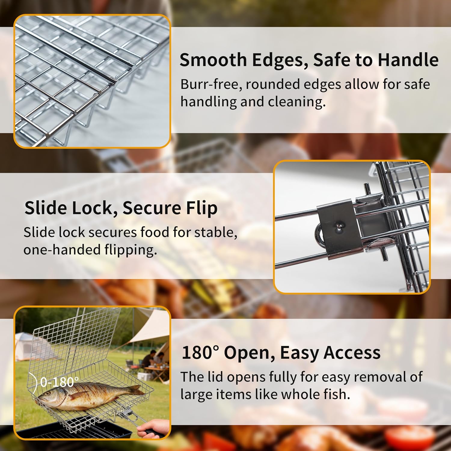 Grill Basket Large Portable Fo - Camping Cooking Gifts recension och pris
