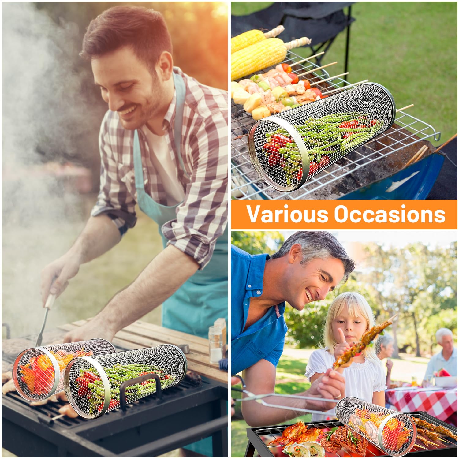 2 Pieces Rolling Grilling Bask - Camping Cooking Utensils Storage recension och pris