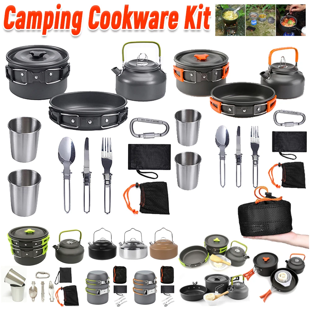 Camping Cookware Kit Kettle Po - Camping Cooking Set Stainless Steel recension och pris