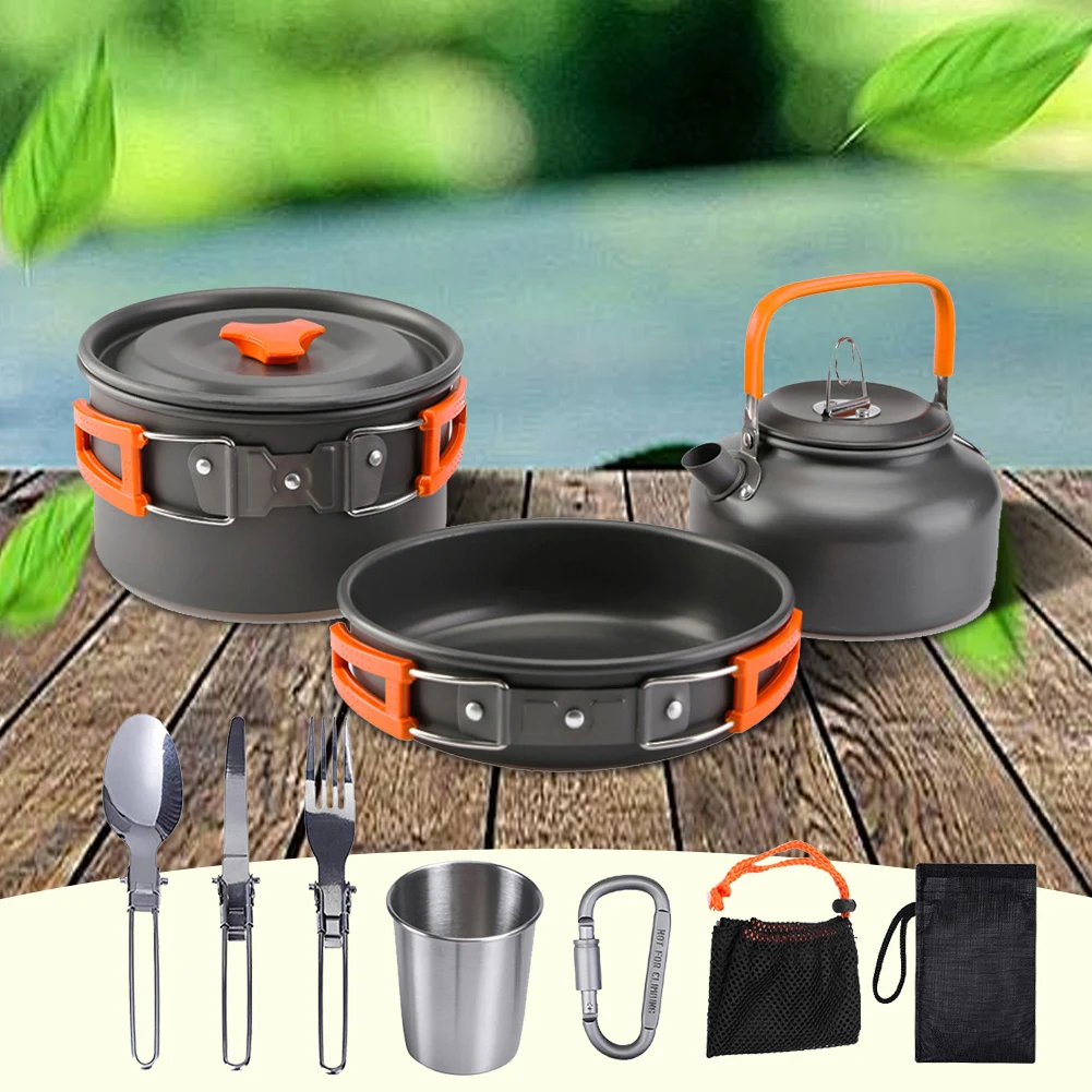 Camping Cookware Kit Kettle Po - Camping Cooking Set Stainless Steel recension och pris