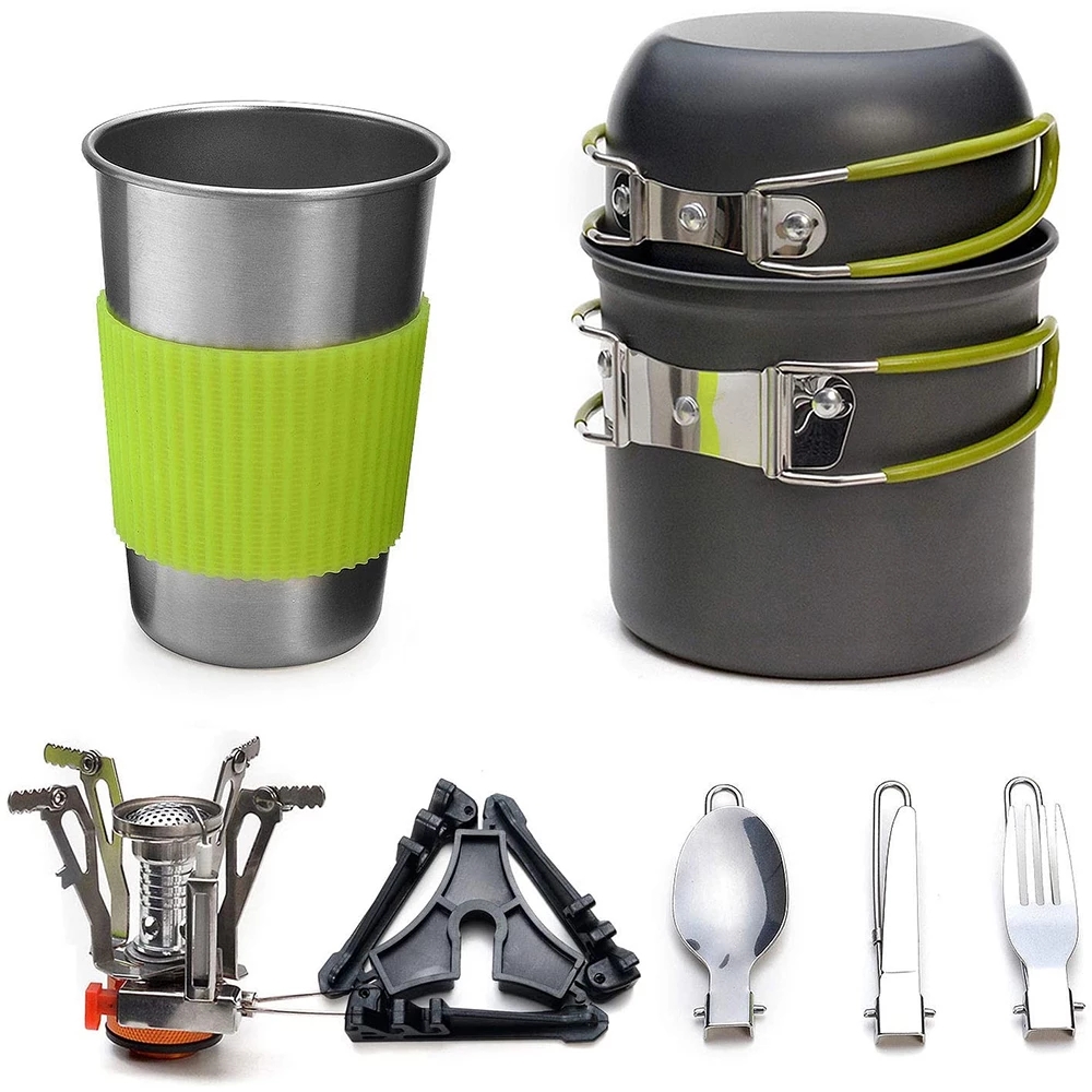 Camping Cookware Kit with Stov - Camping Cooking Pots And Pans recension och pris