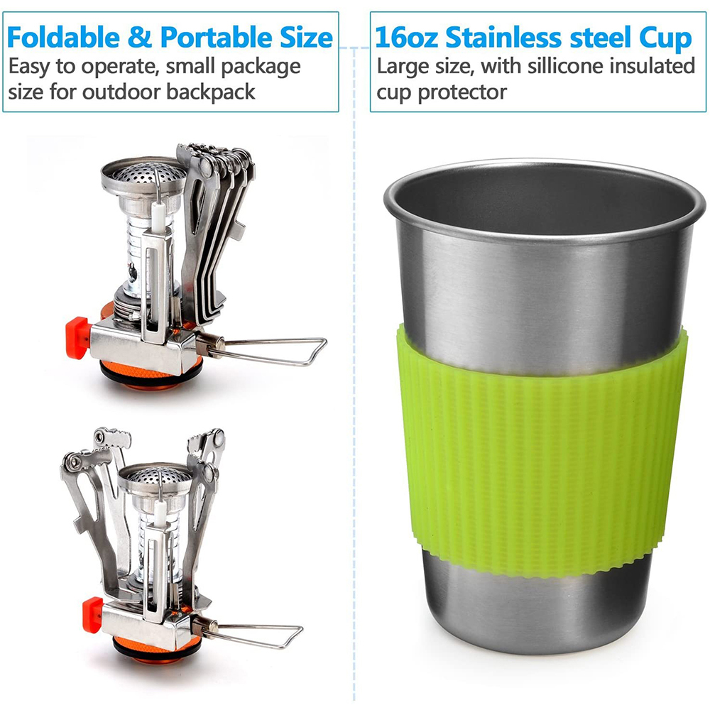 Camping Cookware Kit with Stov - Camping Cooking Pots And Pans recension och pris